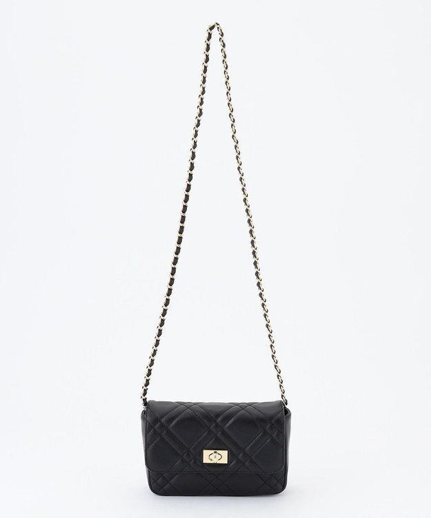23区 キルティングチェーン ショルダー バッグ ブラック系
