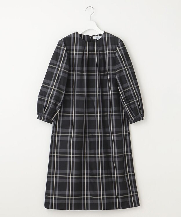 J.PRESS LADIES 【洗える】2/2綾 メモリーチェック ワンピース ブラック系3