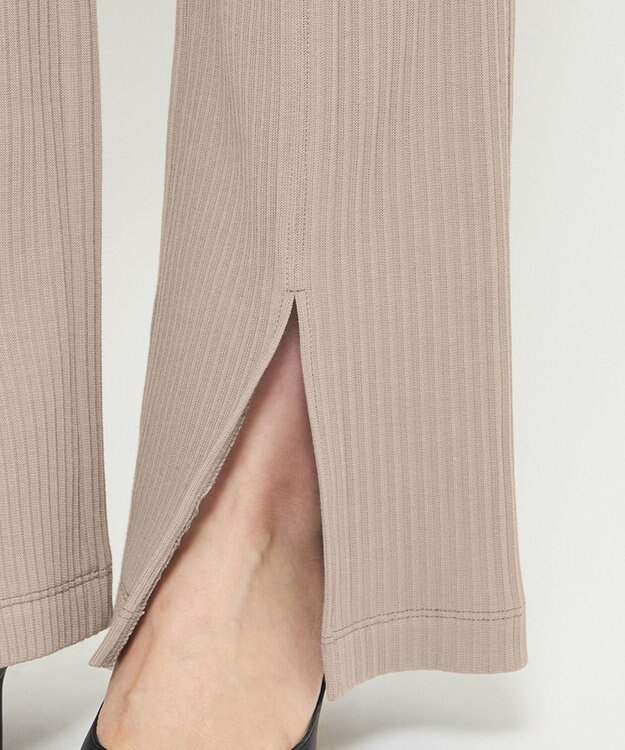 uncrave プリーツリブ スリットパンツ グレージュ