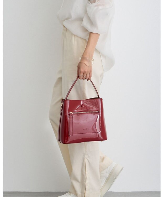 MioFIRANO スクエアエナメルハンドバッグ 2WAY　FIRANO フィラノ RED