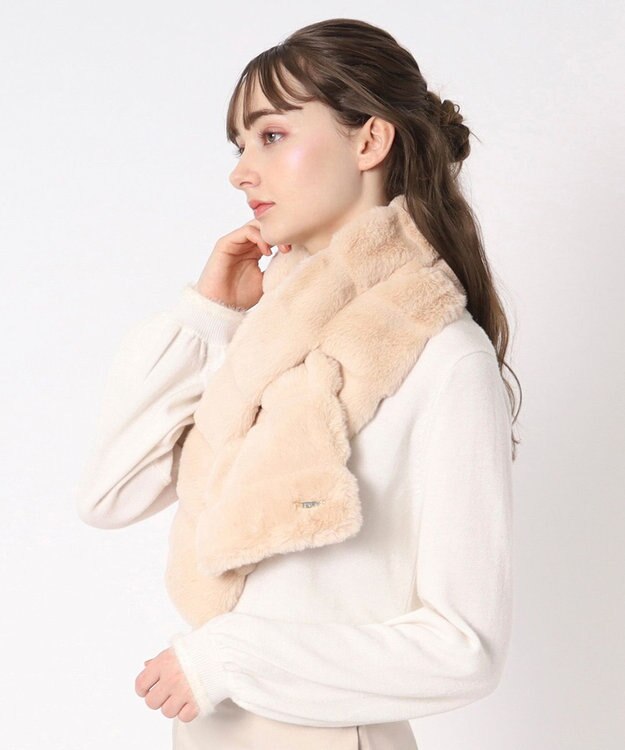 MOONBAT FURLA フェイクファーティアードマフラー ベージュ