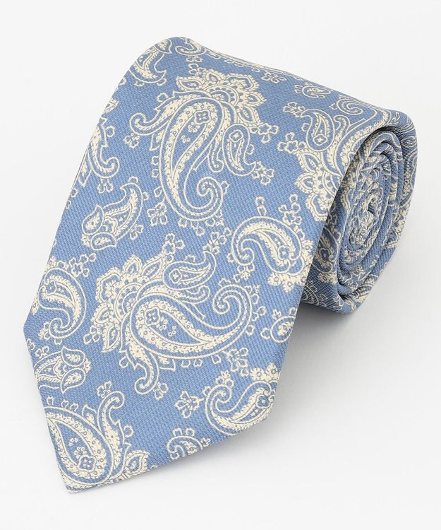 J.PRESS MEN ペイズリーハンドプリント ネクタイ ライトグレー系6