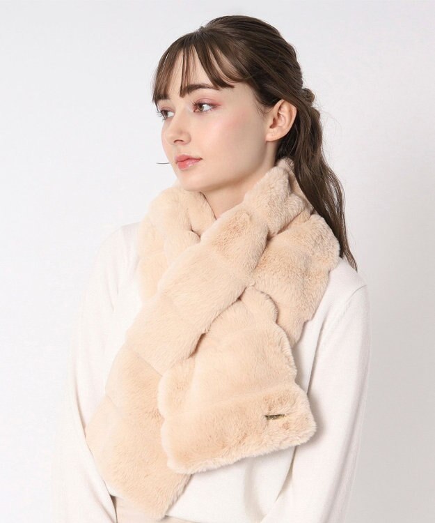 MOONBAT FURLA フェイクファーティアードマフラー ベージュ