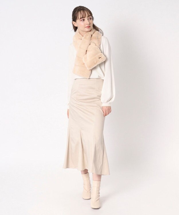 MOONBAT FURLA フェイクファーティアードマフラー ベージュ