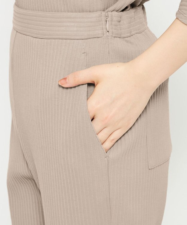 uncrave プリーツリブ スリットパンツ グレージュ