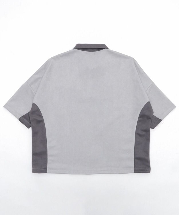 WEGO 【ユニセックス着用ITEM/MLサイズ展開】フェイクスウェードドルマンハーフZIPT（SS） ライトグレー