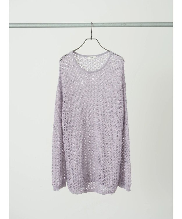 earth music&ecology メッシュ編みニットプルオーバー Lilac