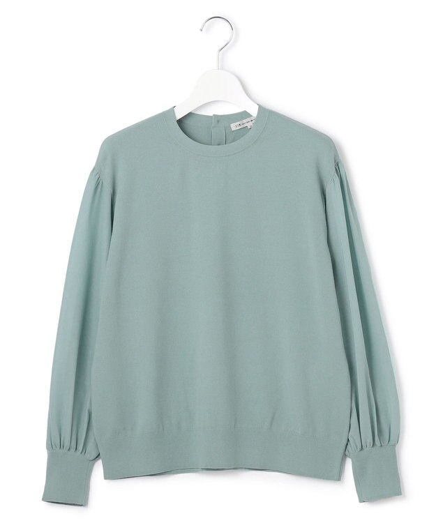 23区 L 【洗える】コンフォートストレッチ パフスリーブ ニット ライトグリーン系