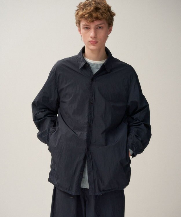 ATON HAND DYED NYLON | シャツ ジャケット ‐UNISEX NAVY