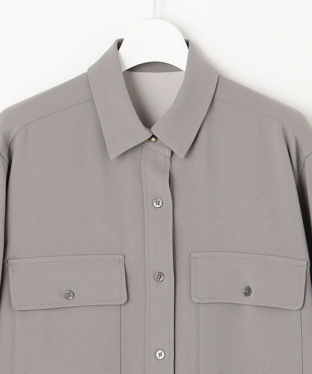 自由区 【洗える】ハイツイストシャツ ブラウス グレー