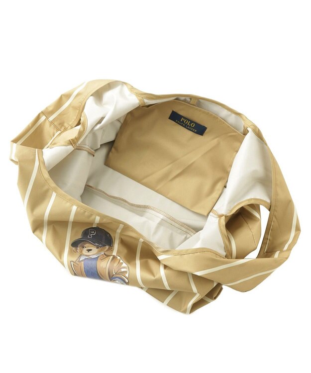 MOONBAT POLO RALPH LAURENRL ベルト付きレインバッグ ポロベア ボーダー ストライプ／撥水加工 ベージュ
