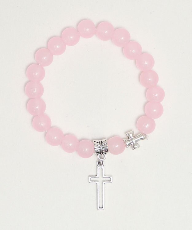WEGO Lクロスモチーフビーズブレス ピンク