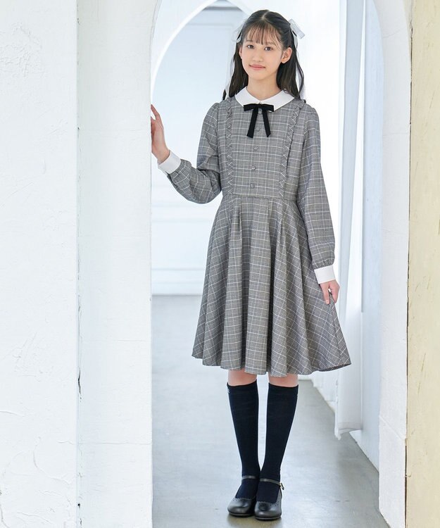 ANY KIDS リボン刺繍ハイソックス ネイビー