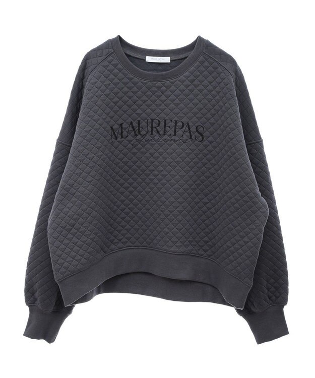 Green Parks ショート丈キルトロゴプルオーバー Gray