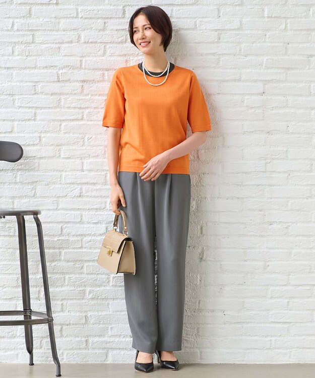 自由区 L 【セットアップ対応・洗える】トリアセジョーゼット  パンツ グレー系