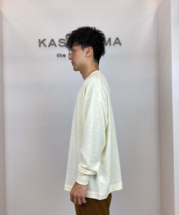 KASHIYAMA 【ウォッシャブル】ウールジャージークルーネックニット オフホワイト
