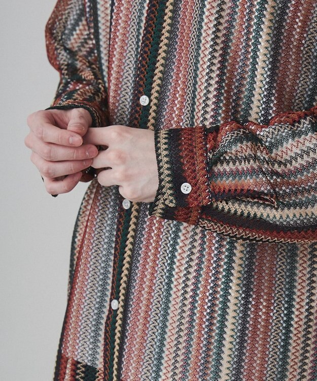 WEGO 【ユニセックス着用ITEM】ストライプメッシュBIGシャツ 柄2