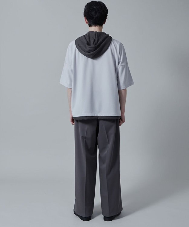 WEGO フェイクレイヤードフードT（S） ライトグレー