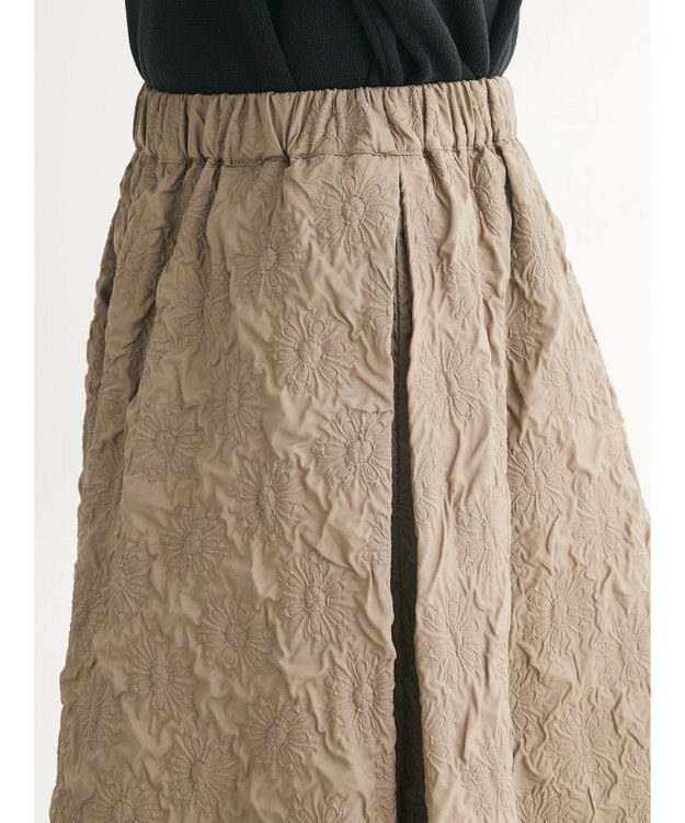 Green Parks ・ｆｕｒｒｙ　ｒａｔｅエンボスサイドタックフレアスカート Gray Beige