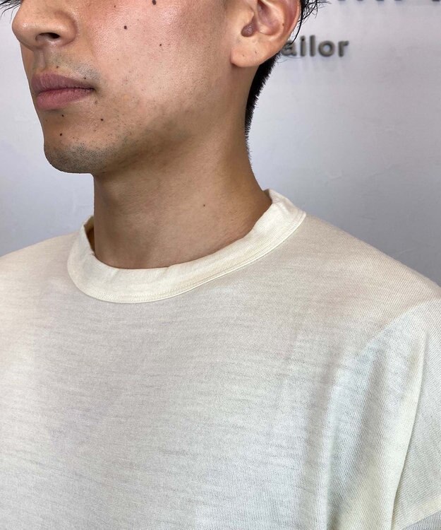 KASHIYAMA 【ウォッシャブル】ウールジャージークルーネックニット オフホワイト