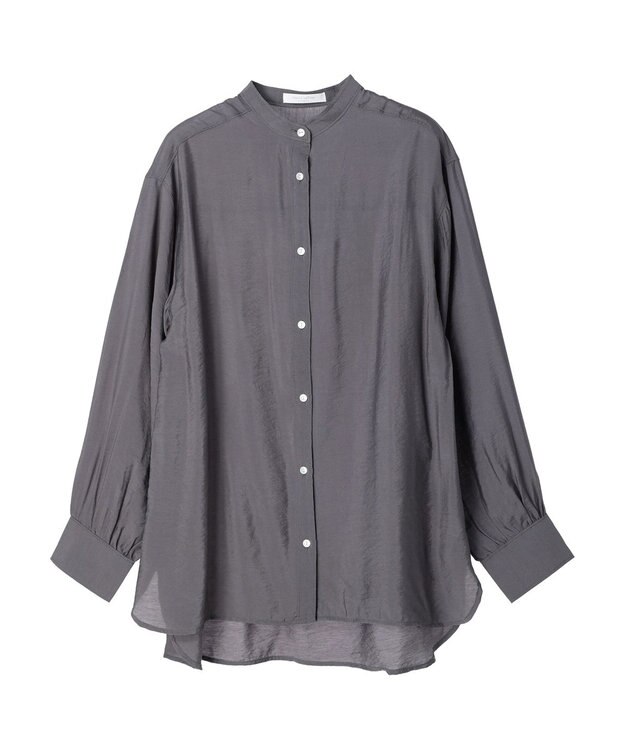 Green Parks バンドカラーシアーシャツ Charcoal Gray