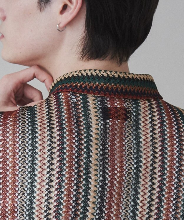 WEGO 【ユニセックス着用ITEM】ストライプメッシュBIGシャツ 柄2