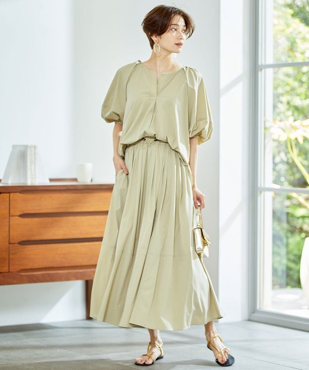 UNFILO 【セレSTORYコラボ】スポ可愛 シャカ楽ストレッチ スカート ベージュ系