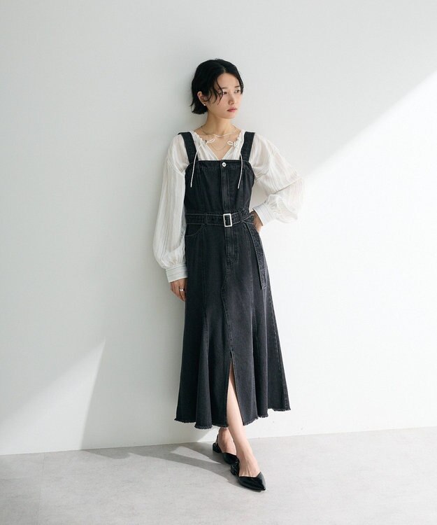 Green Parks ドロストネックシアーストライプチュニック Off White