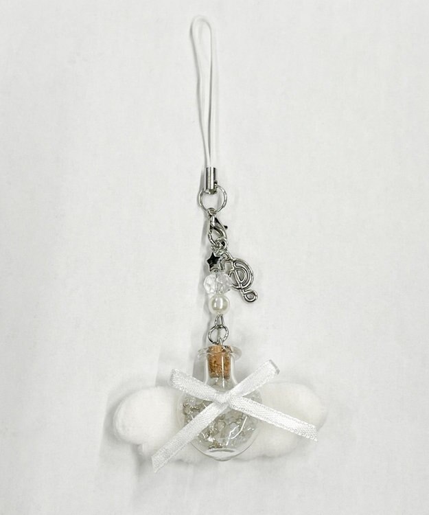 WEGO カラーリボンエンジェルキーホルダー ホワイト