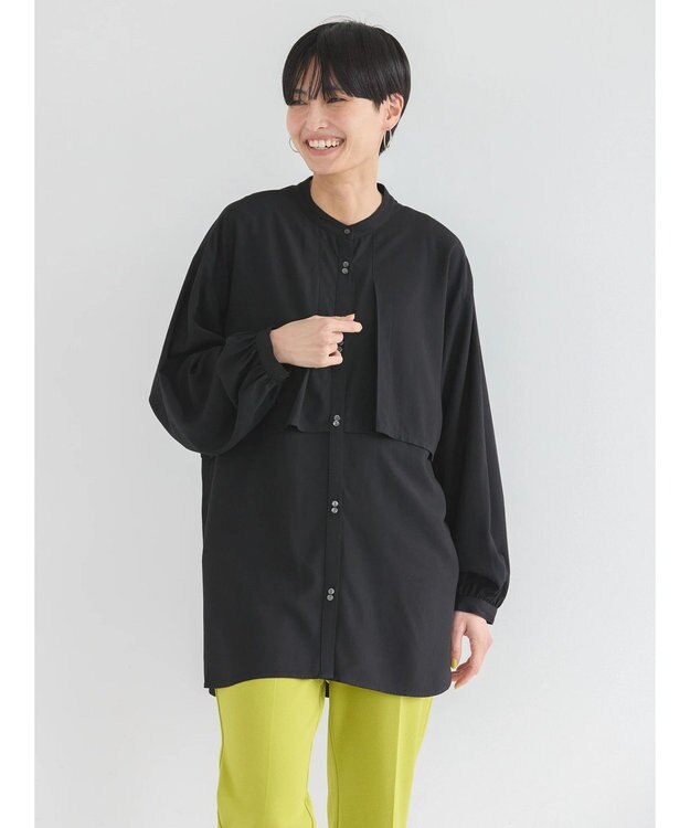 AMERICAN HOLIC サラックールレイヤードシャツチュニック Black