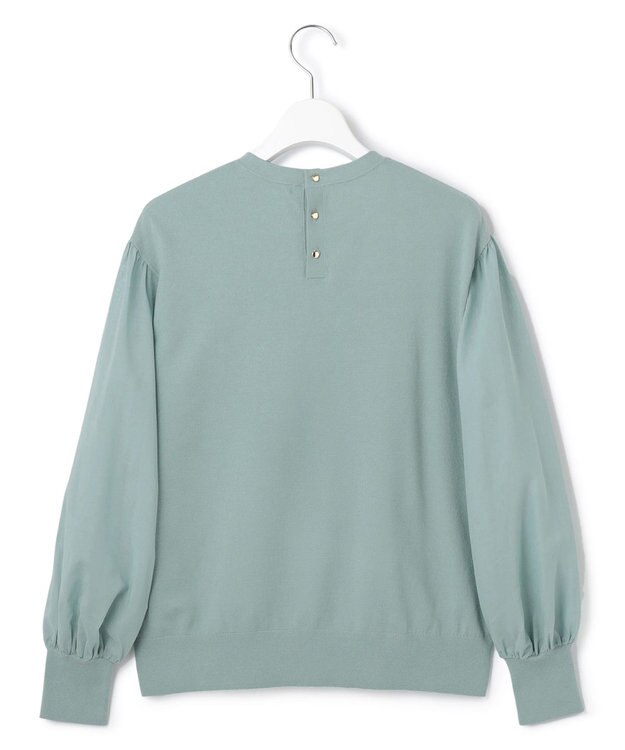 23区 L 【洗える】コンフォートストレッチ パフスリーブ ニット ライトグリーン系