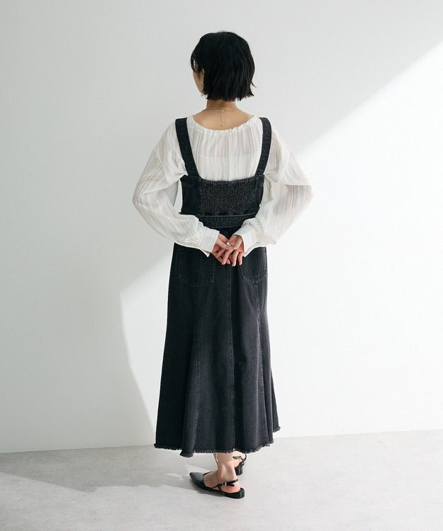 Green Parks ドロストネックシアーストライプチュニック Off White