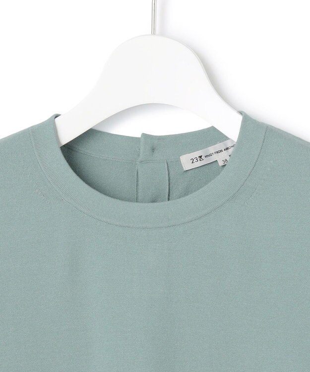 23区 L 【洗える】コンフォートストレッチ パフスリーブ ニット ライトグリーン系