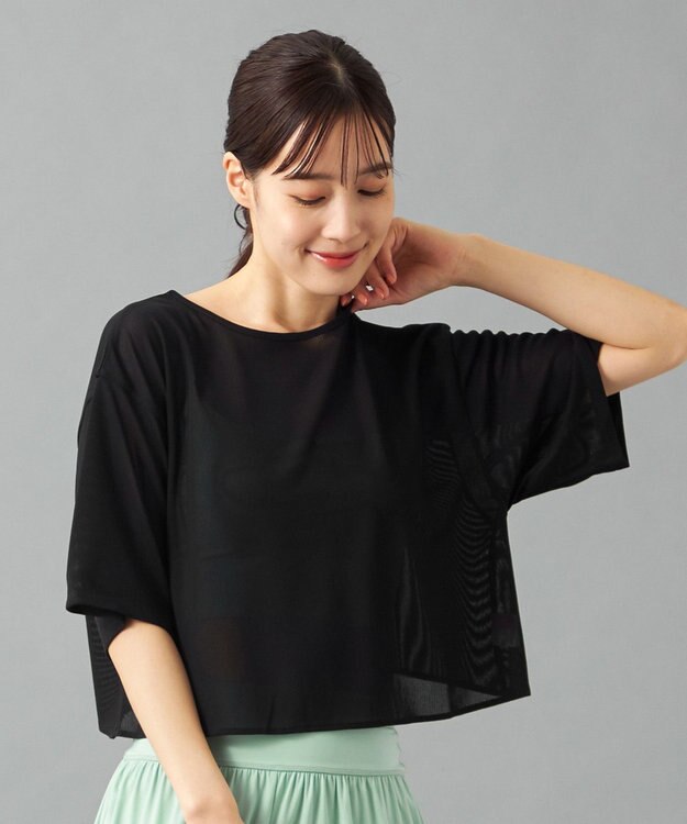 Chacott Chacott BALANCE シアーリブバックシャンTシャツ ブラック