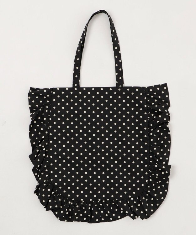 WEGO ドット柄フリルトート ブラック