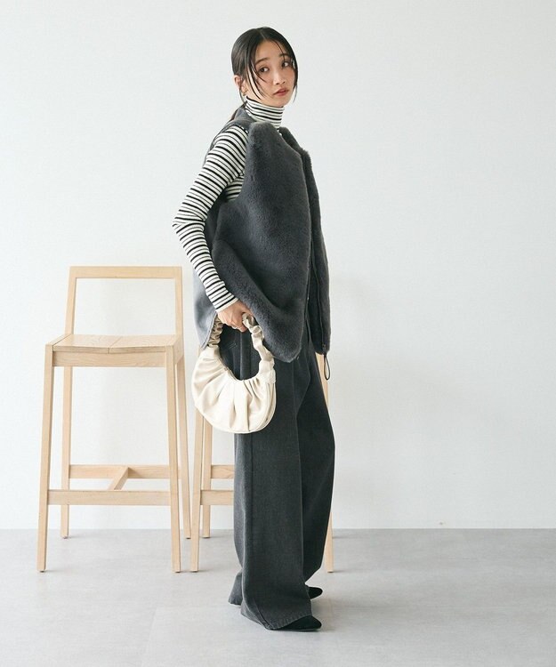 CRAFT STANDARD BOUTIQUE エコファー×ムートンチュニックベスト Charcoal Gray