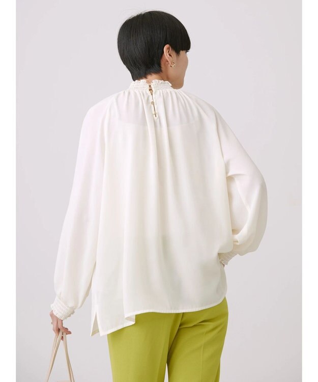 AMERICAN HOLIC ギャザーラグランサテンブラウス Ivory