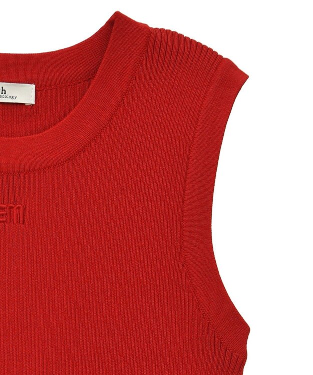 earth music&ecology ロゴ刺繍ノースリーブニットプルオーバー Red