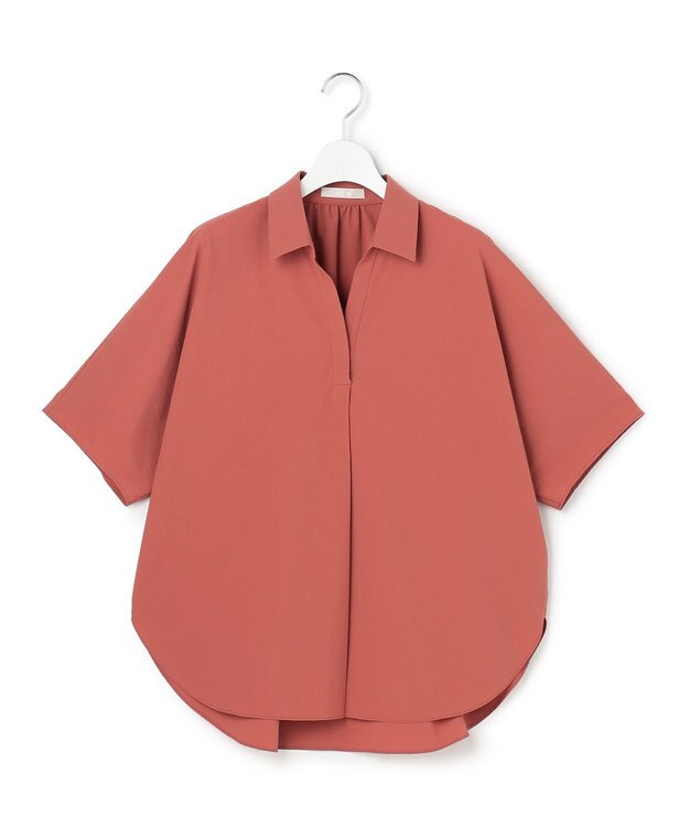 ICB 【先行予約】ヴィンテージスパンブロード シャツカラードルマンスリーブブラウス ブリック