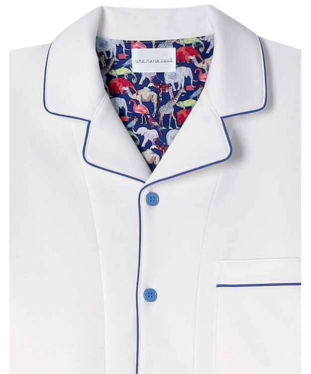 une nana cool 【綿混】ハイゲージダブルエアー メンズ長袖開襟 MADE WITH LIBERTY FABRIC ホワイト