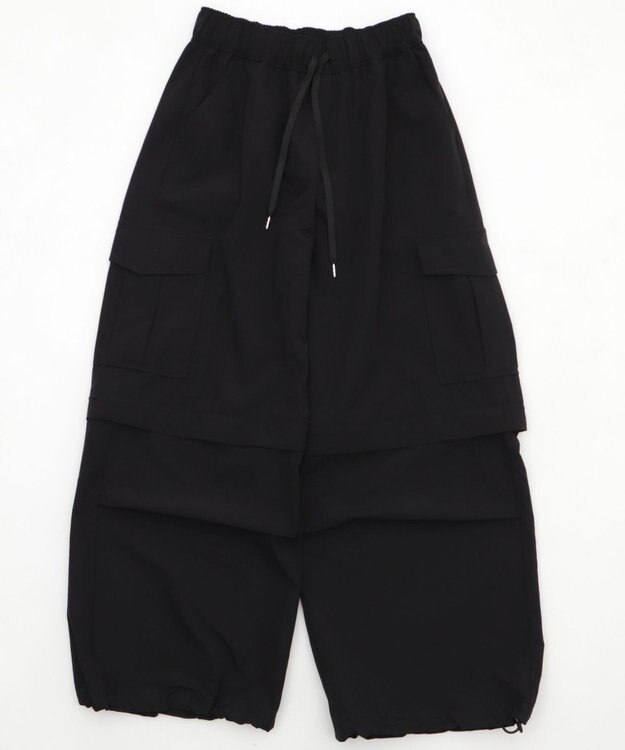 WEGO 【ウエストゴム】2WAYカーゴパンツ ブラック