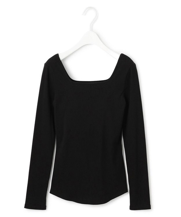 ICB 【洗える】【OUR WACOAL コラボ】カップイン スクエアネックロングTシャツ ブラック系