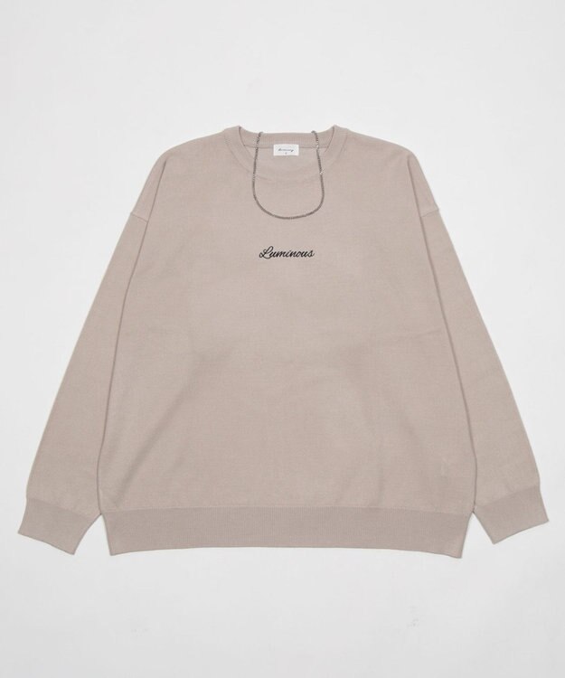 WEGO アクセ付きワンポイントニットプルオーバー（LS） グレー