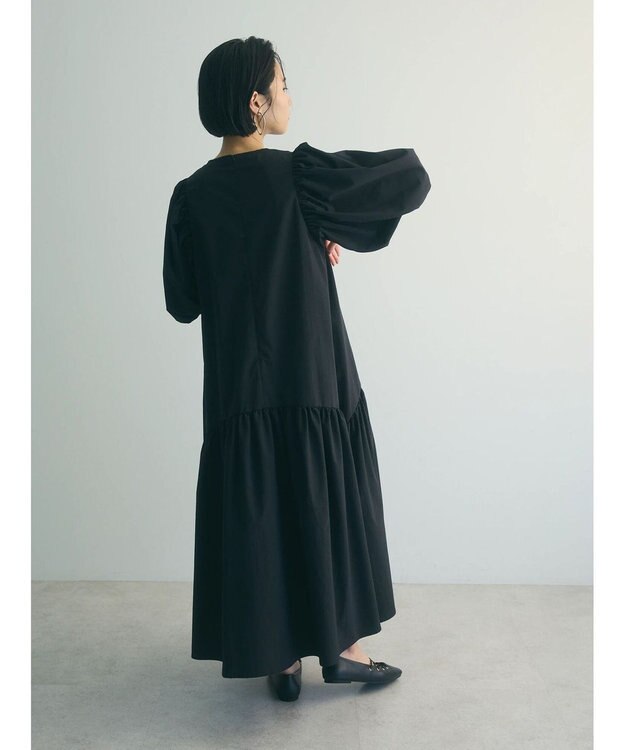 Green Parks armonia.ボリュームギャザーワンピース Black