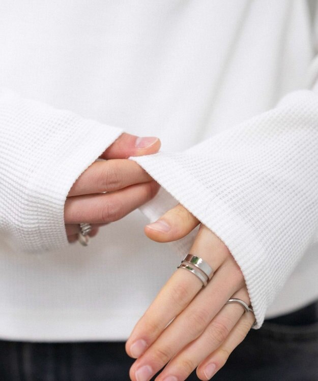 WEGO 【ユニセックス着用ITEM/MLサイズ展開】ワッフルT（LS） ホワイト