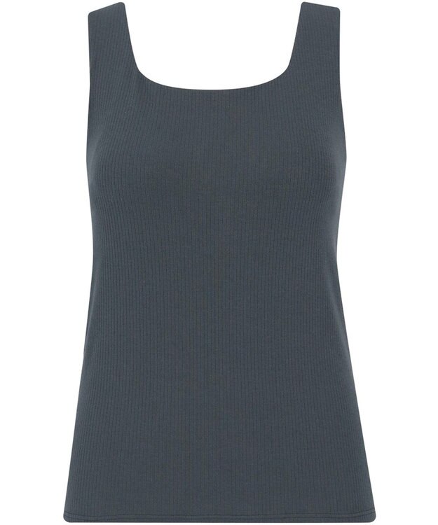 Wing カップ付きタンクトップ ラク きれいなバストシルエット 綿混(身生地) 【シンクロブラトップ】 リブタイプ ブラトップ ET1173 ウイング／ワコール ダークグレー