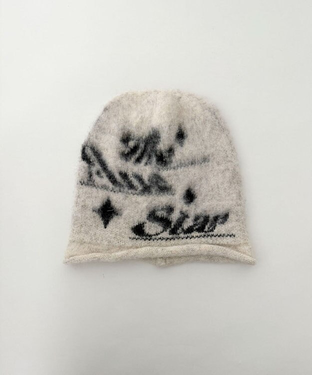 WEGO ロゴジャガードファジービーニー オフホワイト