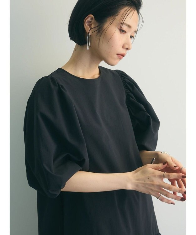 Green Parks armonia.ボリュームギャザーワンピース Black