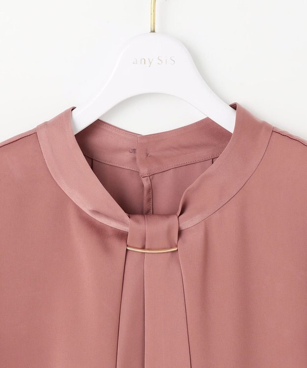 ANY SIS S 【洗える】4WAY半袖 ボウブラウス スモーキーピンク