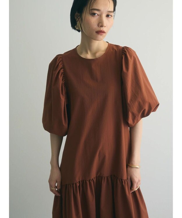 Green Parks armonia.ボリュームギャザーワンピース Brown